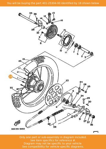 Yamaha spoke set - set,, rear